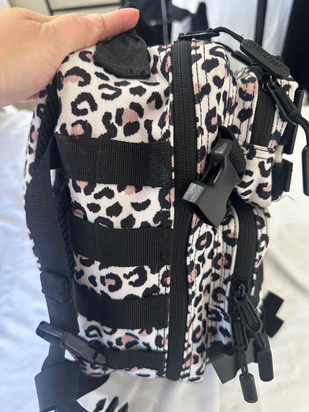 WOLF Pink and Black Leopard Print Mini Backpack - Picture 6 of 11